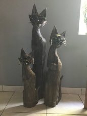 set houten katten met masker
